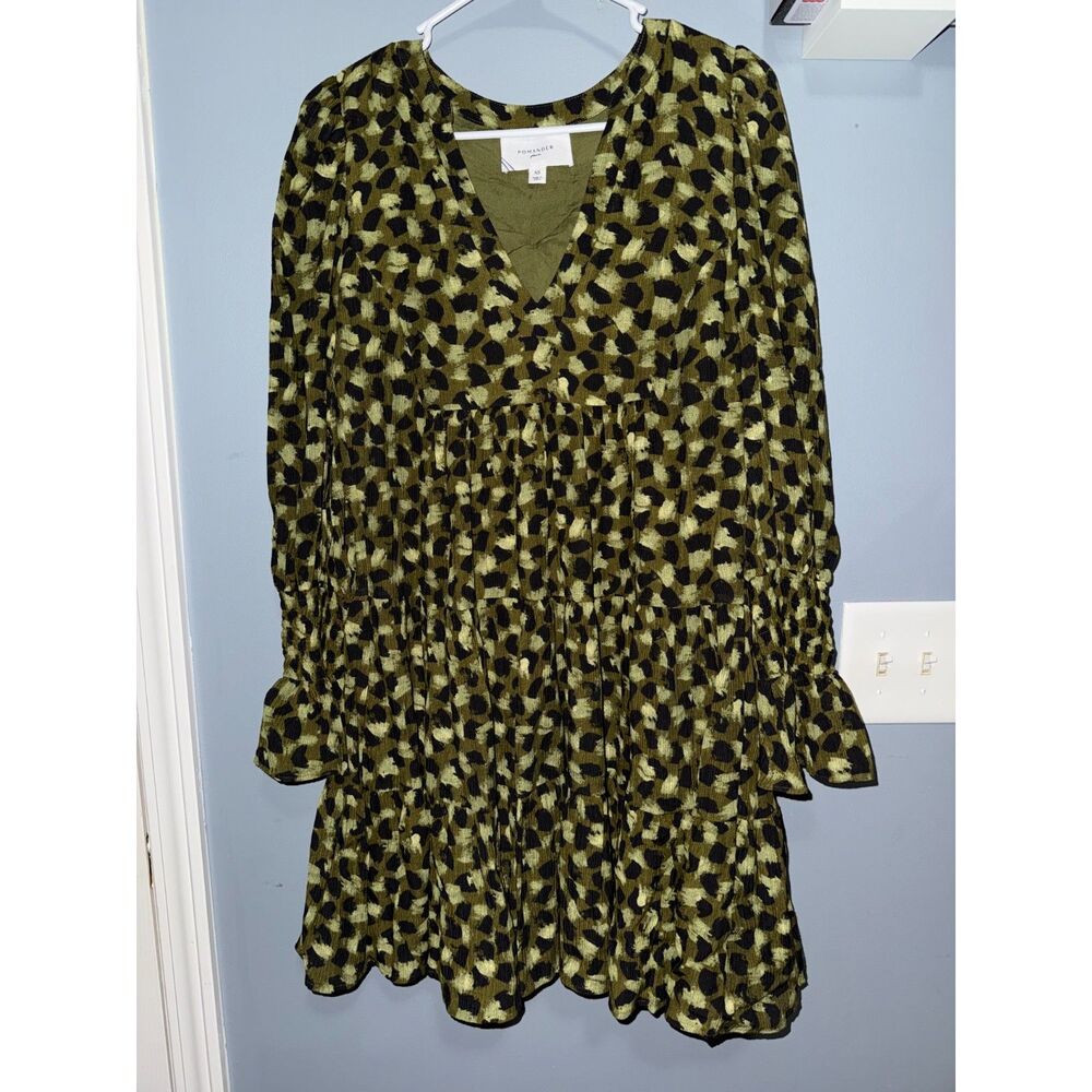 Pomander Place · Tuckernuck 'Kenzo' Green & Black Patterned Dress | Size XS